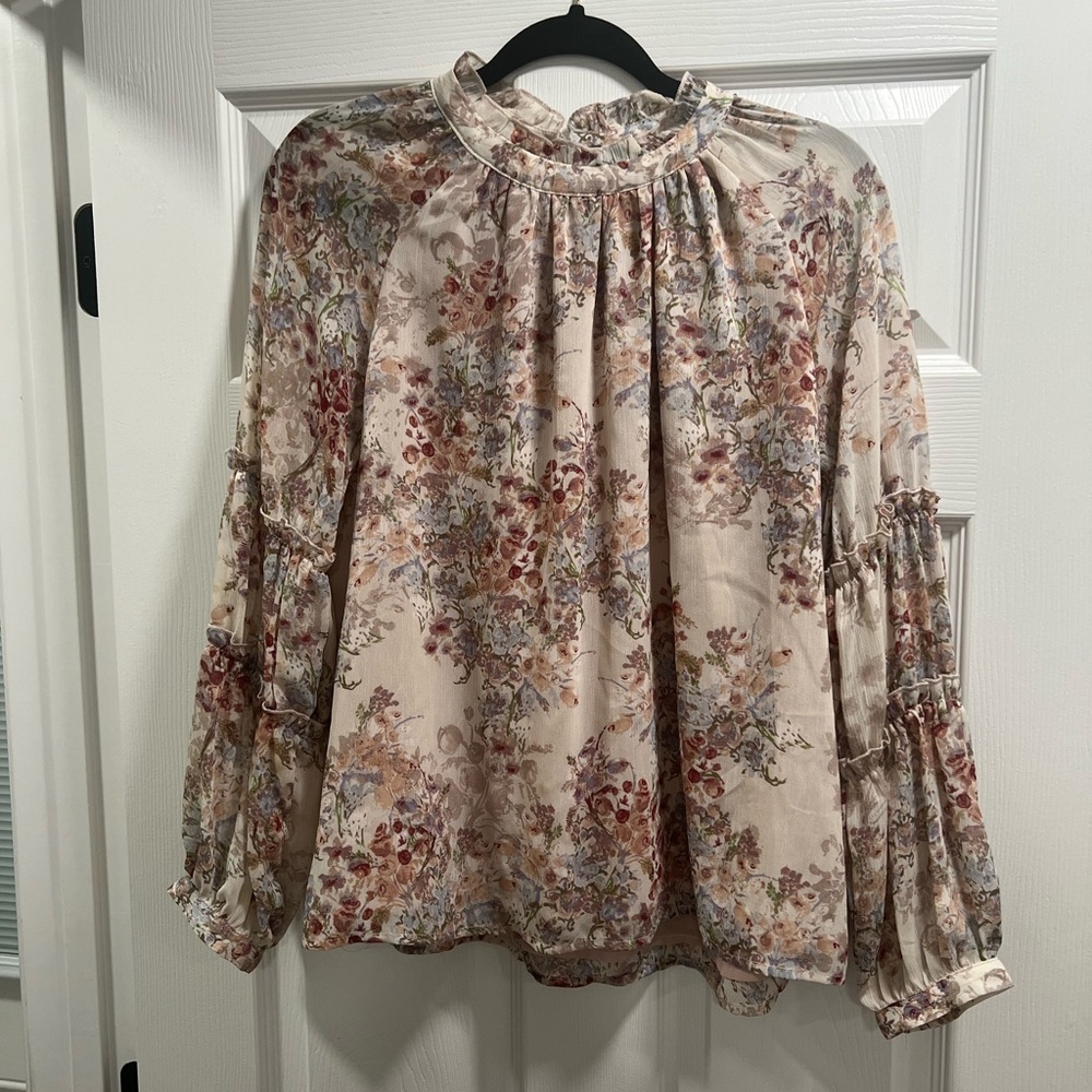 Vici Floral Blouse - Cream and Brown
